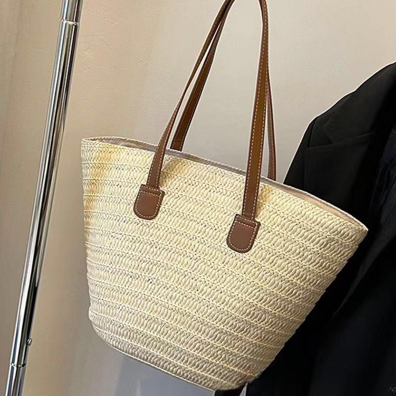 Women's Large Capacity Shoulder Bags Summer Straw Woven Basket Handbag Fashion Female Luxury Designer Beach Bag Big Shopper Tote