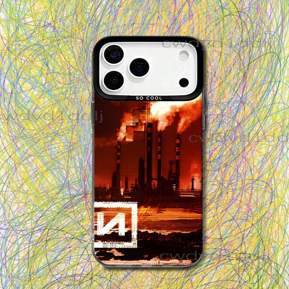 

N-Nine Inch N-Nails NIN For iPhone 17,16,15,14,13,12,X,8,Pro,Max,Plus,SE4,Air,Mini Black IMD Matte Case iPhone14ProMax