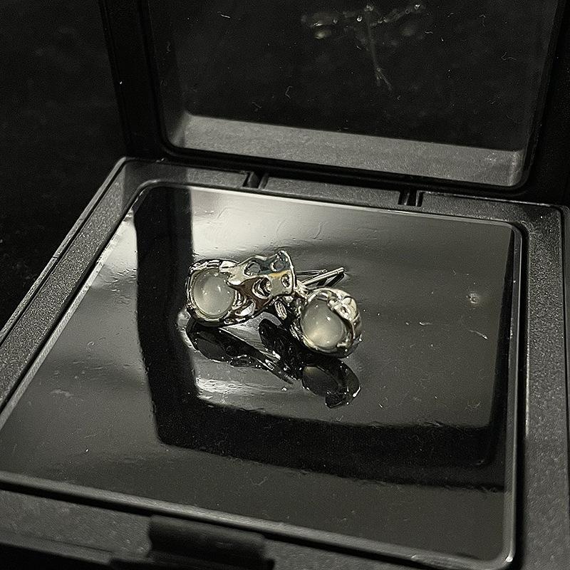 Zestaw Opalowy o Niszowym Designie, Otwierany Pierścionek w Stylu Cold Wind, Spersonalizowany Prosty Naszyjnik, Wysokiej Klasy Kolczyki Sztyfty Dla Kobiet