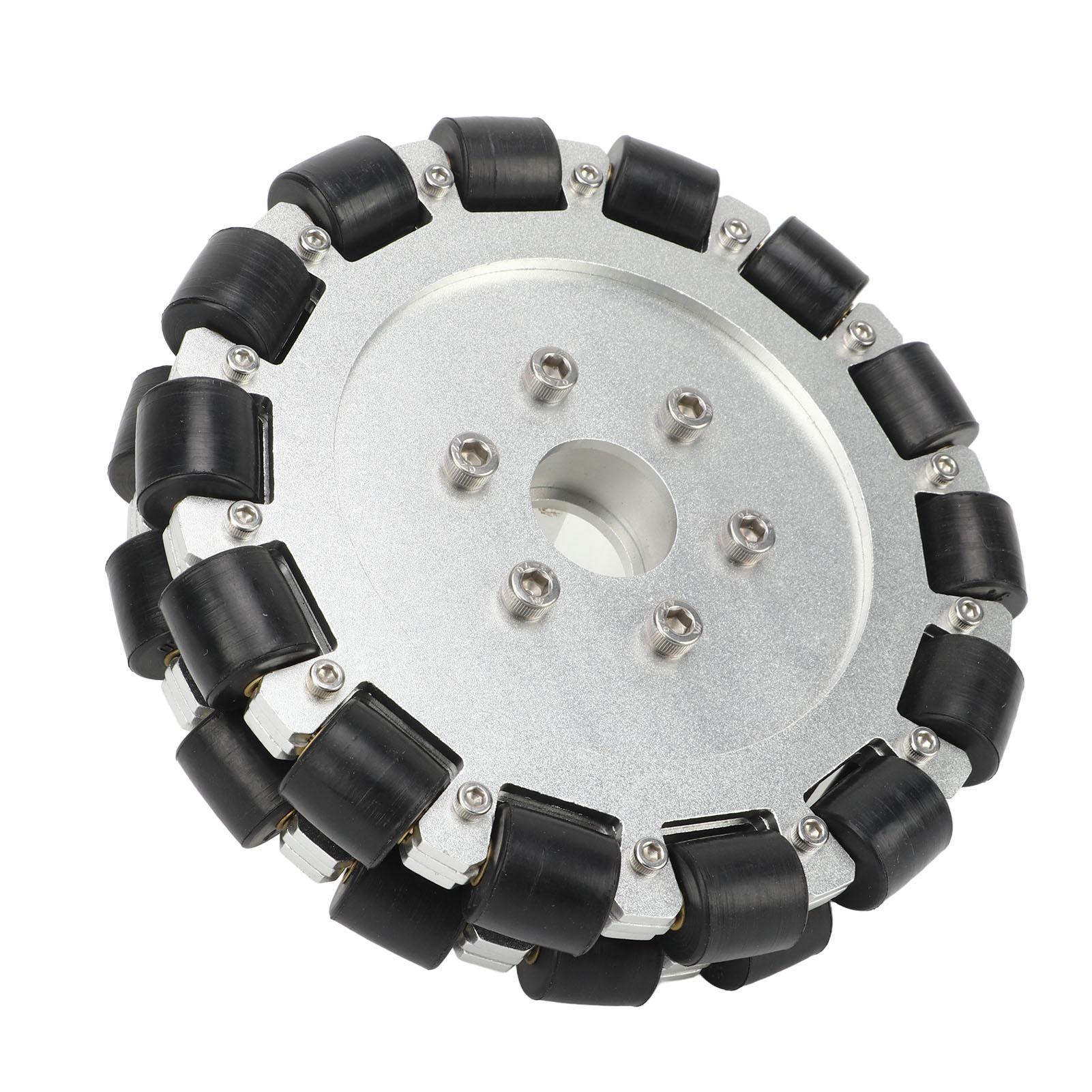 

152mm Omni Wheel Rubber Aluminum Alloy 360 Degree Rotation Double Row Wheel for Mobile Robot Upgrade Black and Silver