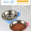Double Layer Cage Mounted Cat Feeder Stainless Steel Cat Food Water Dish  Stationary Feeding