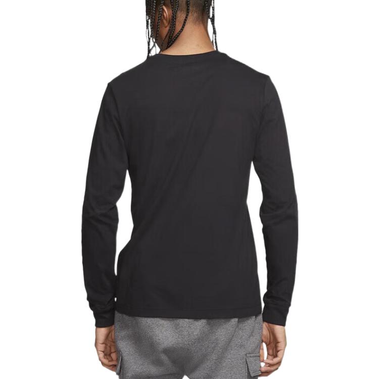 Nike Logo Print Crew Neck Long Sleeve T-Shirt Men Tops Black CI6291-010