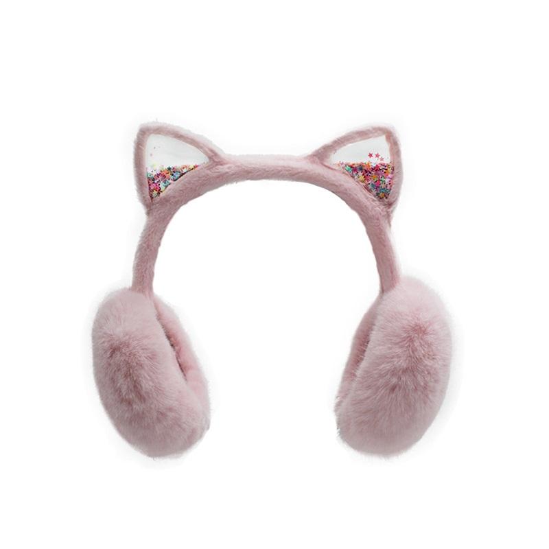 Suefunskry Winter Warm Earmuffs for Women Kids Girls Cute Cat Ear Muffs Foldable Fluffy Ear Warmers Headwear