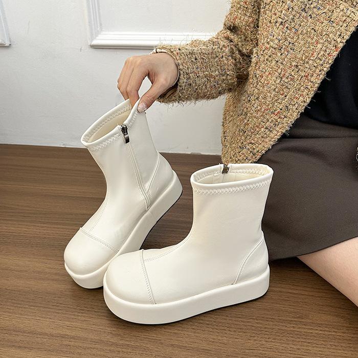 Muffin thick-soled British style Martin boots women's 2025 autumn new super fire thin boots Korean version of thin locomotive short boots