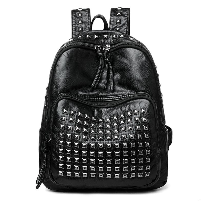Large Capacity Travel Backpack Women Rivet Punk Backpack