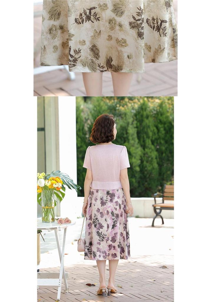 Mom's Summer Short Sleeve Dress: 2026 Slimming, Concealing Chinese Style for Middle-Aged & Elderly Women