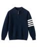 Unisex Youth TB Half-Zip Cashmere Sweater with Classic Four-Bar Design