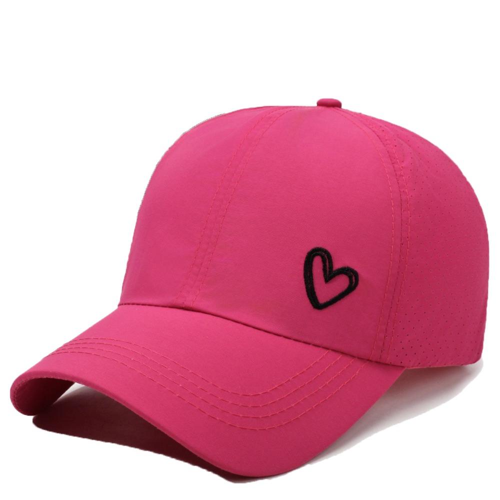 Love Heart Sunshade Sun Hat Adjustable Snapback Hat Simple Ponytail Baseball Cap  Camping