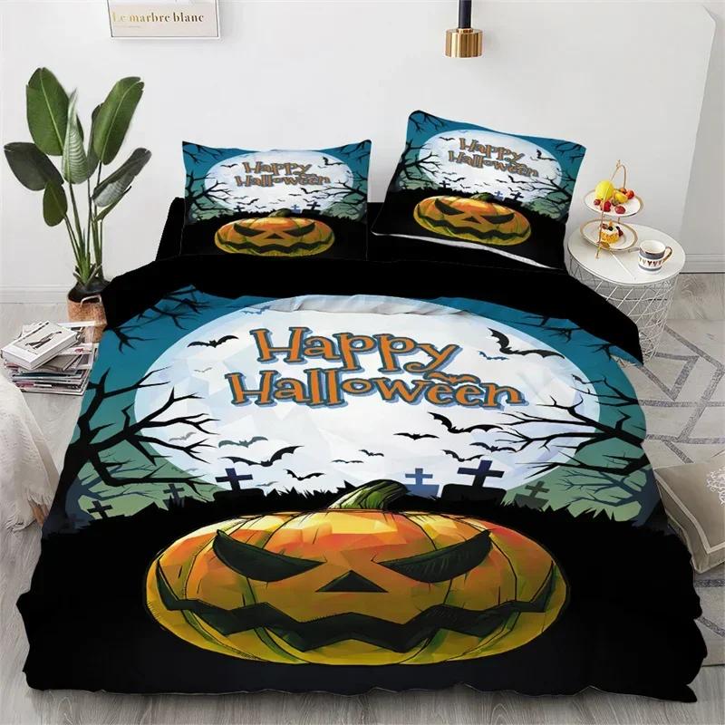 

Halowen Soft Duvet Cover Quen King Carton Pumpkin Warm Comforter Cover Lantern Beding Set MicrofiberGhost Comfortable Quilt Cover for Young Boys Young 100*200cm Single