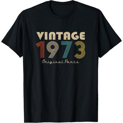Retro Vintage 1973 Original Parts 52th Birthday T Shirt Men Cotton Humor Streetwear Tee Shirt Short Sleeve Unisex Loose Clothing