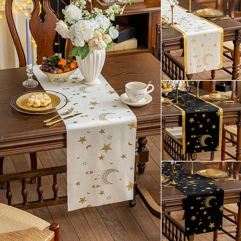 Ramadan Table Flag Cloth Muslim Decor Nappe Eid Mubarak Table Runner Party Home Decoration Mubarak Moon And Star Dinnerware