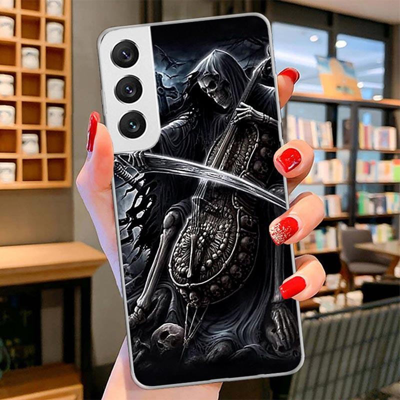 Grim Reaper Skull Skeleton Cover Phone Case For Samsung Galaxy S26 S25 Edge S24 Ultra S23 S22 Plus S21 S20 FE Soft Fundas Shell