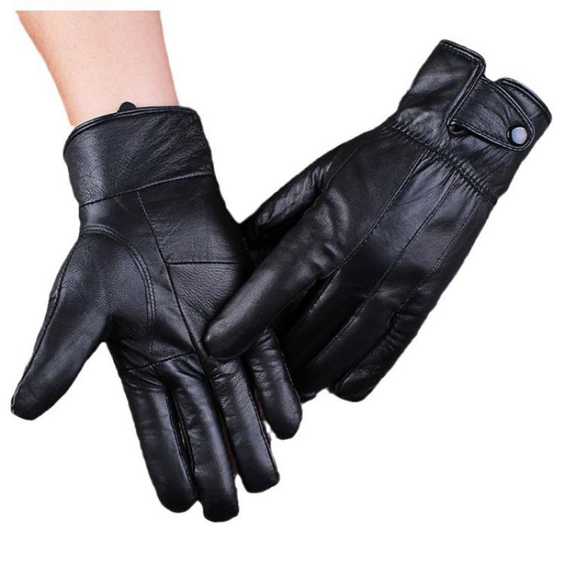 Mens Womens Warm Sheepskin Leather Gloves Winter Cycling Outdoor Riding