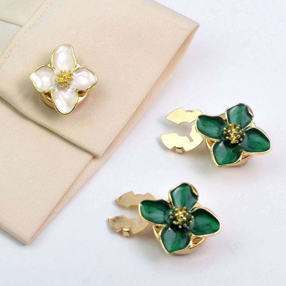 Flower Enamel Flower Cufflinks Enamel Sewing-free Cufflinks Button Cover Sewing Accessories DIY Decorative Buttons Formal Attire