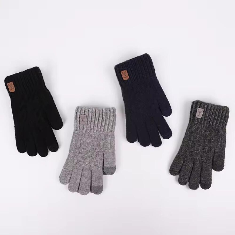 1Pair Winter Warm Gloves for Men and Women Touchscreen Thickened Knitted Gloves Outdoor Cycling Sports Cold Resistant Gloves