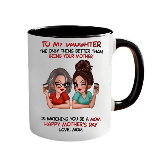 Ceramic Mug for Daughter Personalized Coffee Cup with Non-Slip Handle High-Temperature Fired Multi-Use Gift for Mother's Day Birthday Christmas