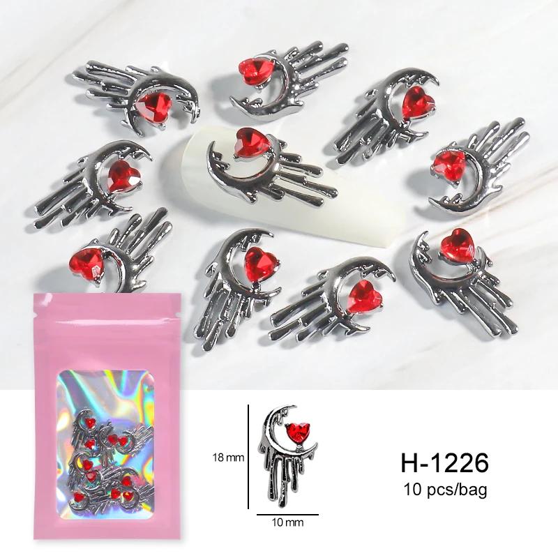 Alloy Skull Nail Charms Retro Halloween Decals Ornaments 3D Ghost Silver Classic Jewelry Nails Art Design Manicure Accessories
