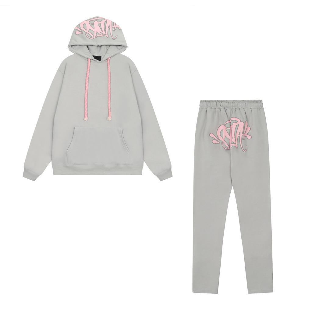 SynaWord Felpa con Cappuccio Larga Americana Pantaloni della Tuta Syna Marca Trendy per Uomo e Donna Hip Hop Street Coppia Tuta Casual