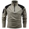 Men Tactical T-Shirts Men Quick Dry Half Zip Long Sleeve Shirts Outdoor Zipper Pockets Combat Training Hiking Long Sleeve T-Shirt