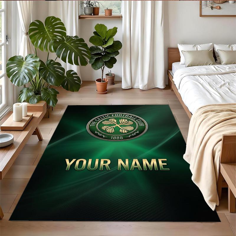 Crystal Velvet Rug Custom Name Text, Soft Non Slip Floor Mat Home DecorCeltic FC