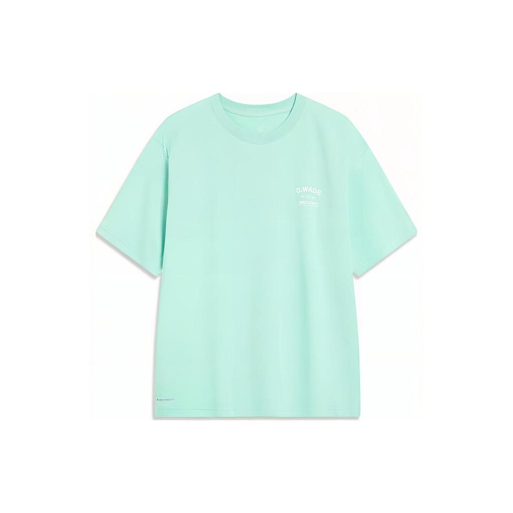 Li-Ning Wade Series Back Letter Print Ice Feel T-Shirt Men Tops Clear-Water-Blue AHST529-6