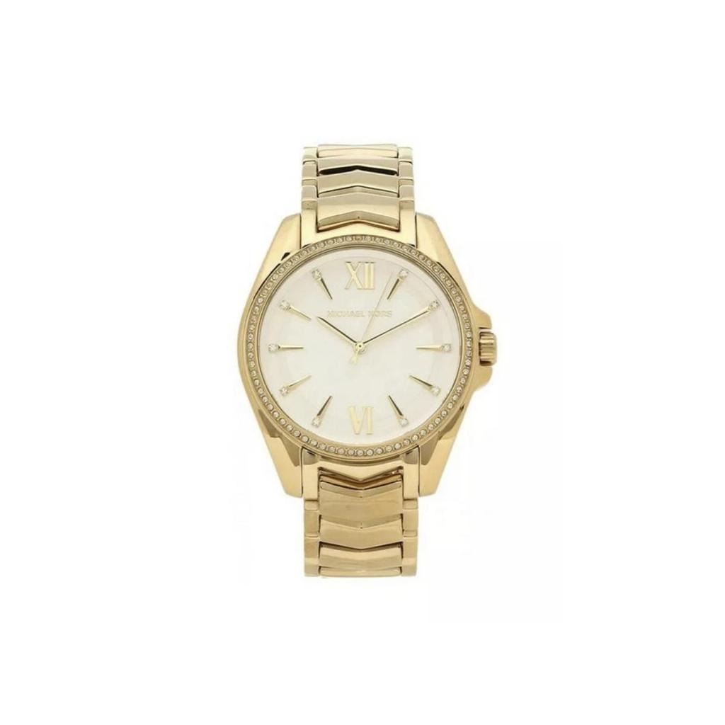 Michael Kors Whitney Three-Hand White Dial Gold Steel Strap Watch For Women - MK6693