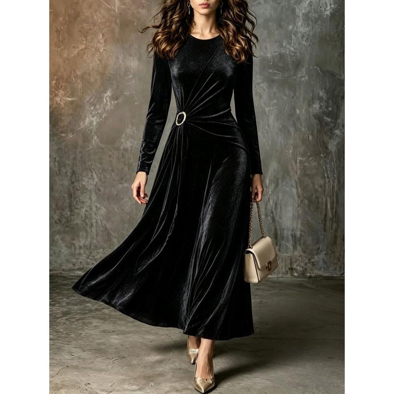 Fall Long Sleeve Slim Fit Bodycon Midi Dress Pure Color Elegant Party Casual Women