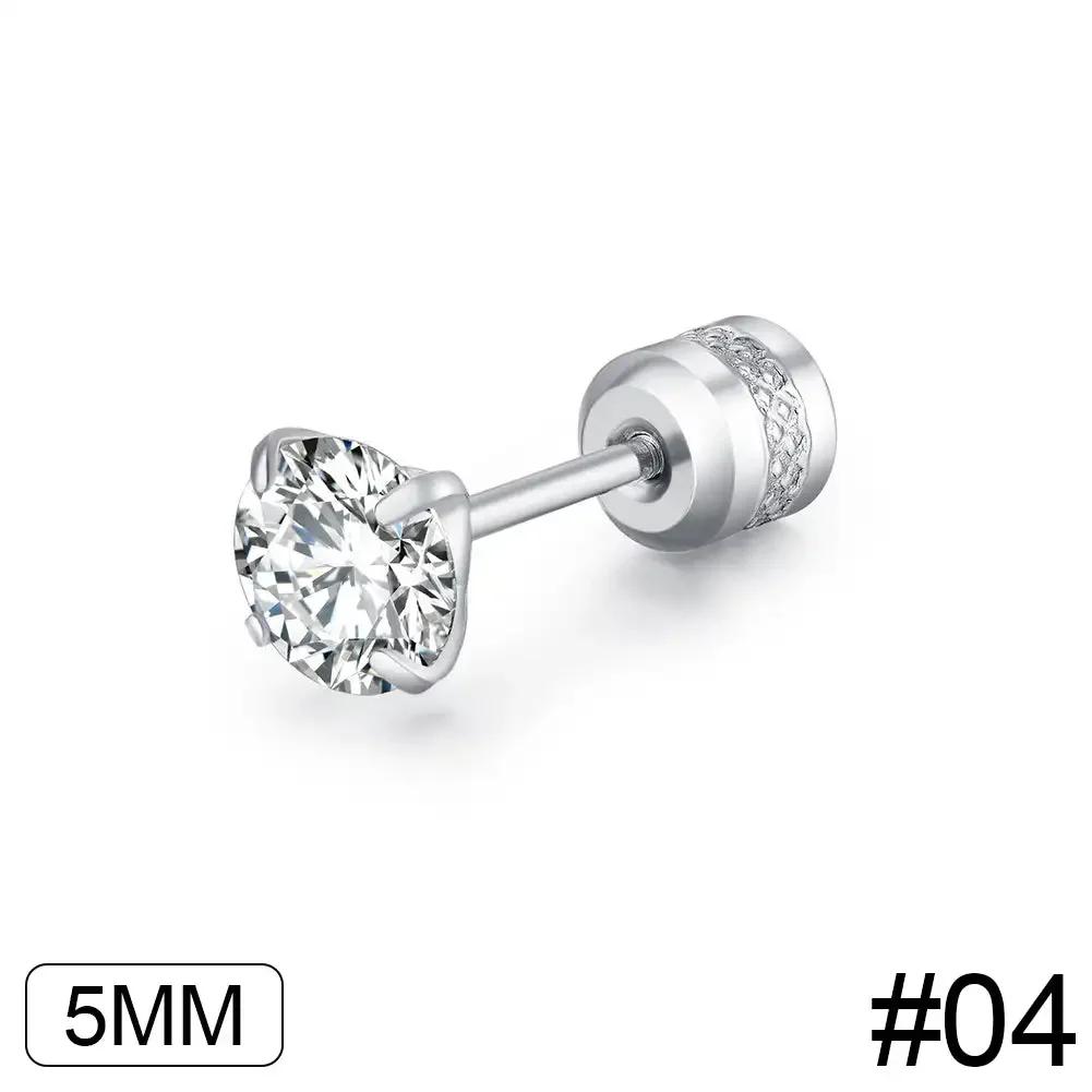 Fashion Four Claw Zircon Cartilage Stainless Steel Ear Stud Crystal Zircon Earrings Piercing Jewelry Steel Clear