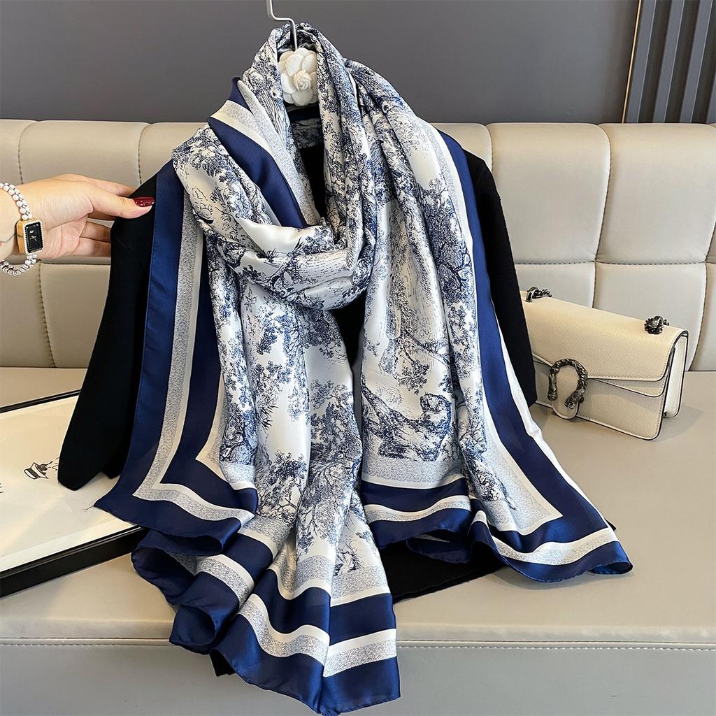 Women 180*90cm Fashion Beautiful Soft Silk Scarves Female Lady Shawl Hijab Wrap Foulard Bandanna Muffler Beach Pareo