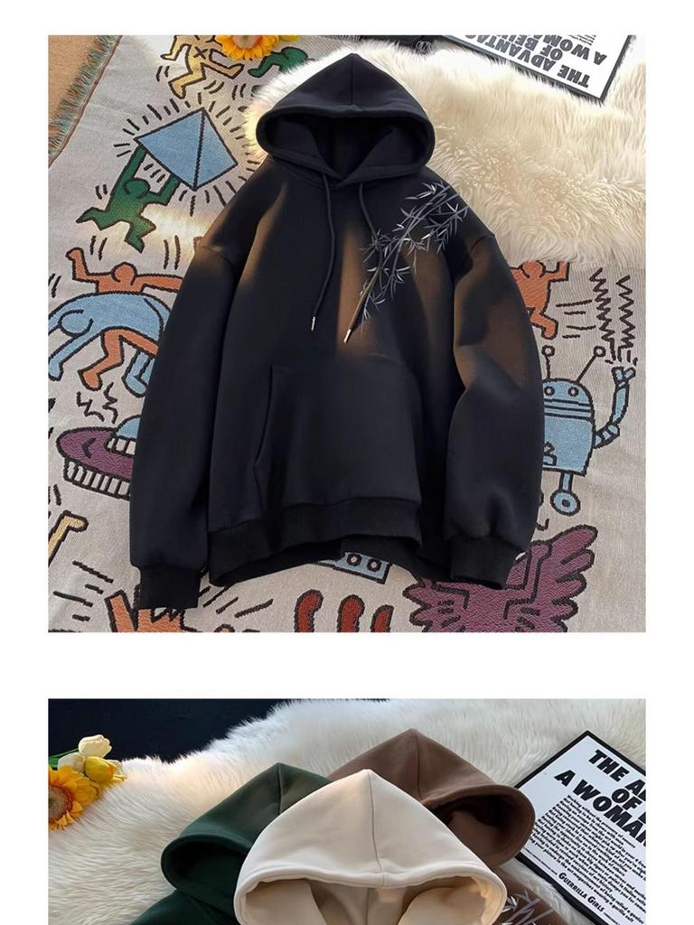 Men's American Style Hooded Fleece Sweatshirt - Autumn/Winter 2025 High Street Loose Fit, Versatile, Casual Jacket for Couples.
