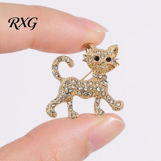 Kitten Lapel Pin Rhinestone Cat Shape Brooch Pin, Clip for Animal Accessory Women Girls, Sweater Cardigan Coat Suit Decoration Jewelry Accessories