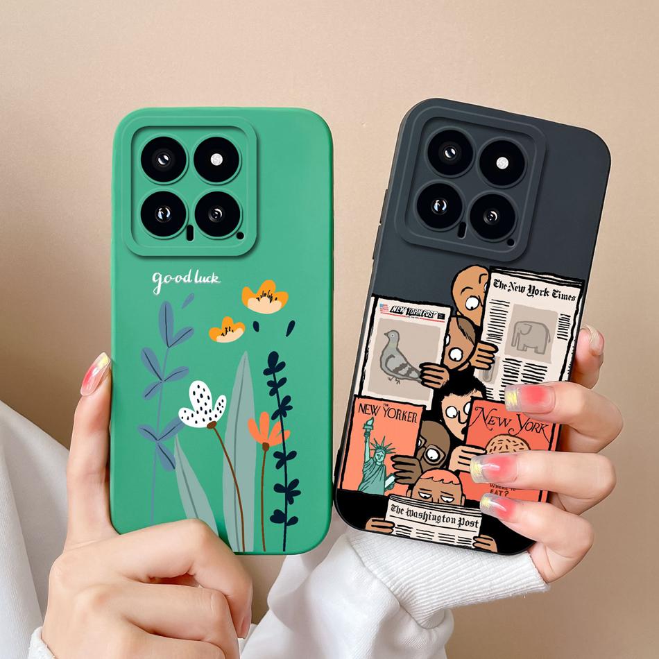 Case For Xiaomi 14 Pro Cartoon Soft Smooth Liquid Silicone Full Protection Shockproof Bumper For Xiaomi14 14Pro Back Cover Capa