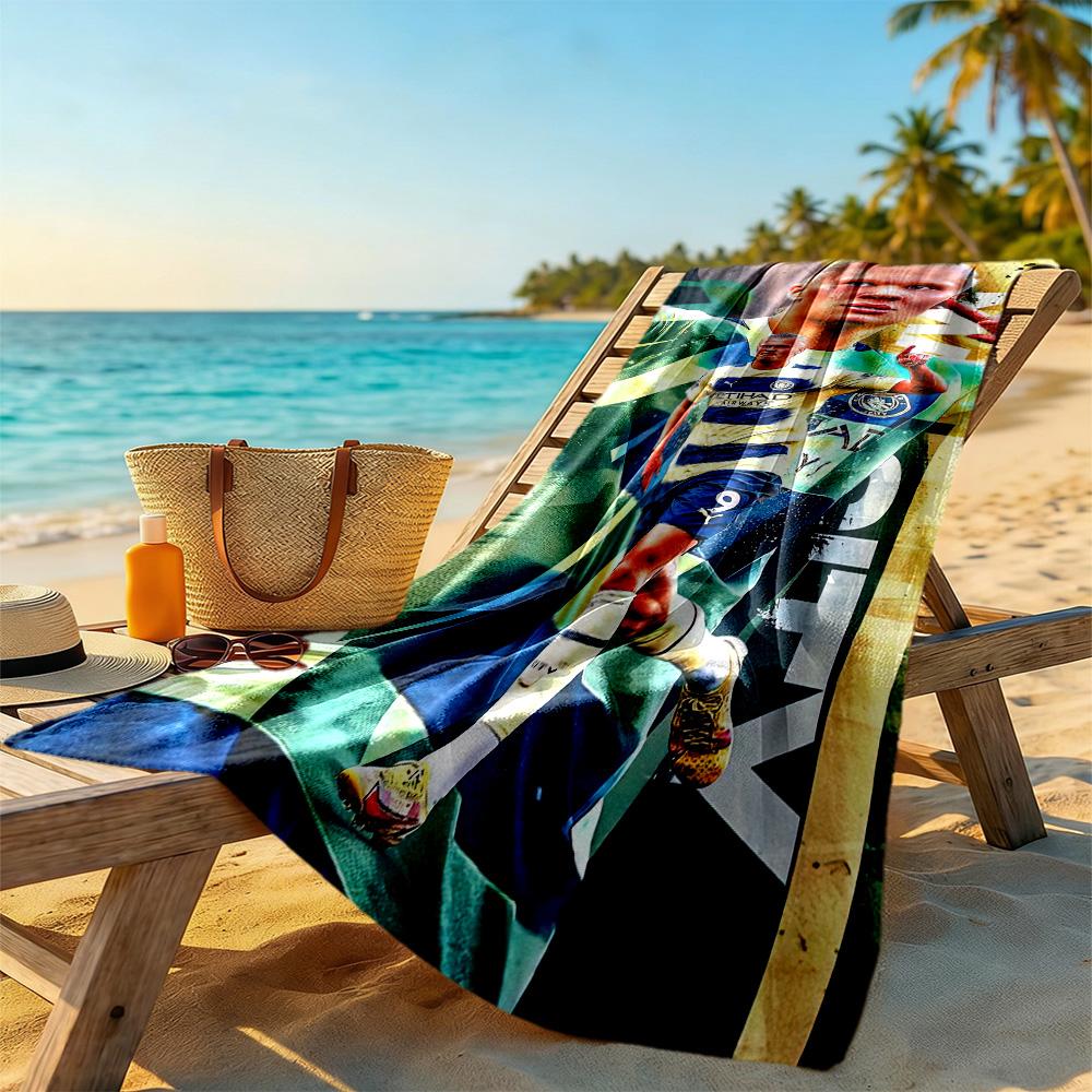 Haaland Fan Beach Towel Quick-Dry Soft Microfiber Comfortable Lightweight Suitable for Swimming, Gym, Camping, Yoga Vacation