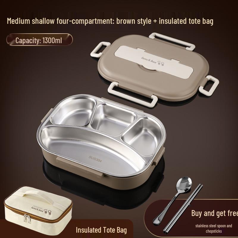 304 Stainless Steel Leak-Proof Insulated Lunch Box for Office and School, Food-Grade Square Bento Box.