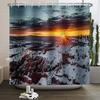 Christmas Shower Curtain Xmas Tree Winter Forest Snow Cute Snowman Bathroom Shower Curtain Waterproof Bath Curtain With Hook