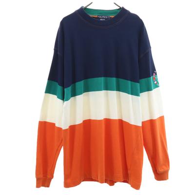 90s Old Border Pattern Long Sleeve Mock Neck Sweat XL Men's Used