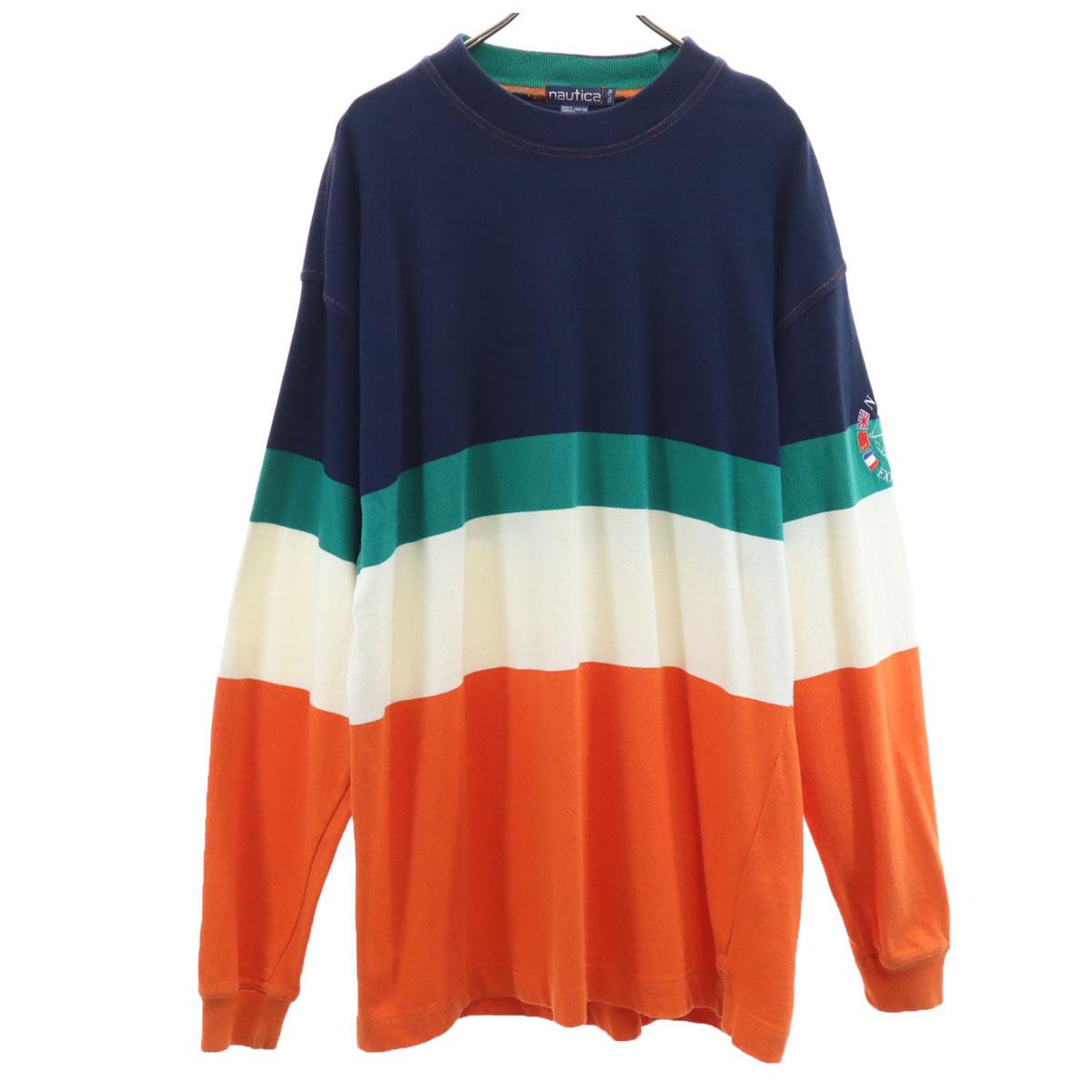 NAUTICA 90s Old Border Pattern Long sleeve Mock neck sweat XL Men s Used
