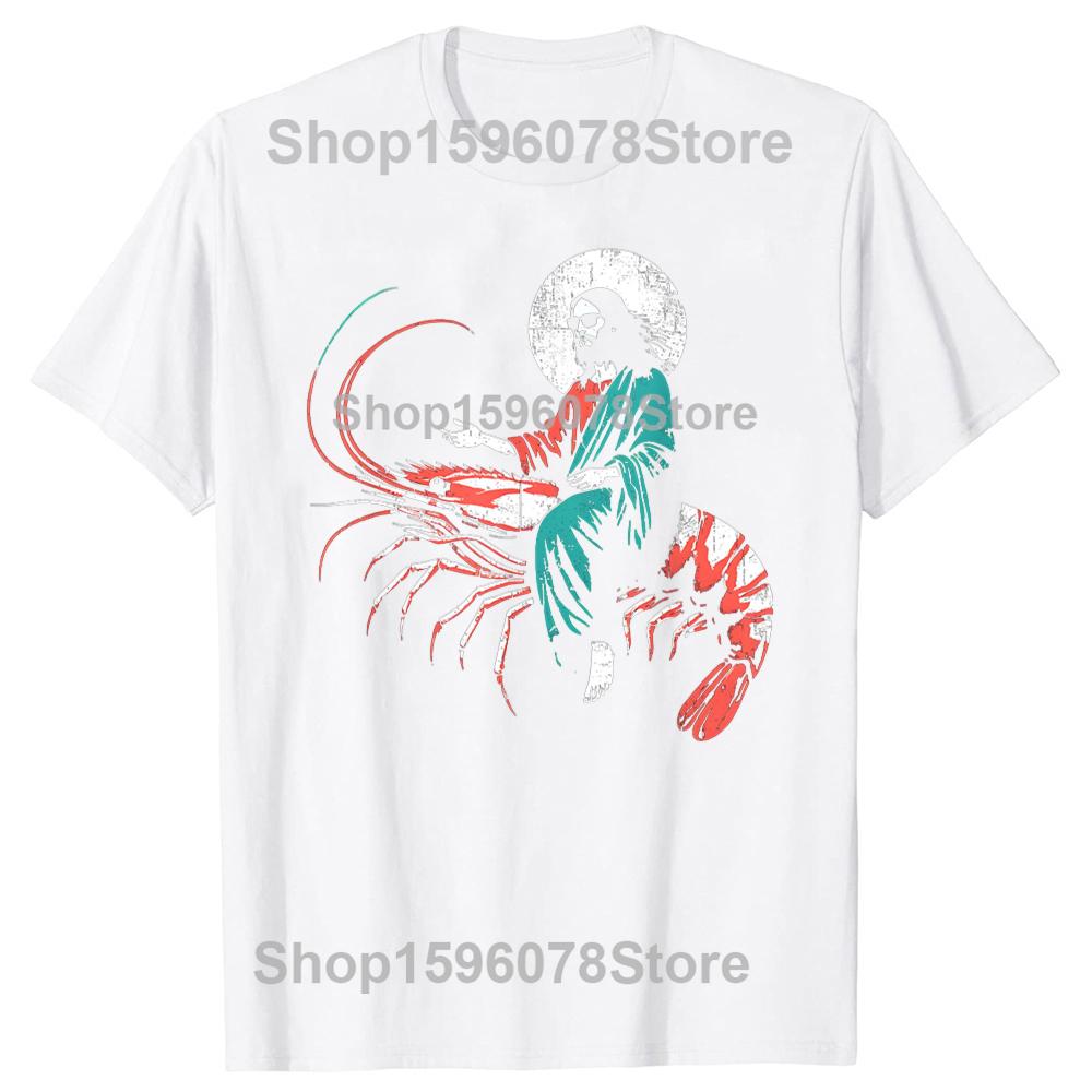 Funny Jesus Riding A Shrimp Funny Christian Lover T Shirts Men Humor Streetwear Tee Shirt Short Sleeve Unisex Loose Clothing