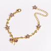 2026 New Korean Light Luxury Trendy Diamond-Inlaid Five-Petal Flower Branch Leaf Women's Bracelet Creative Versatile Flower