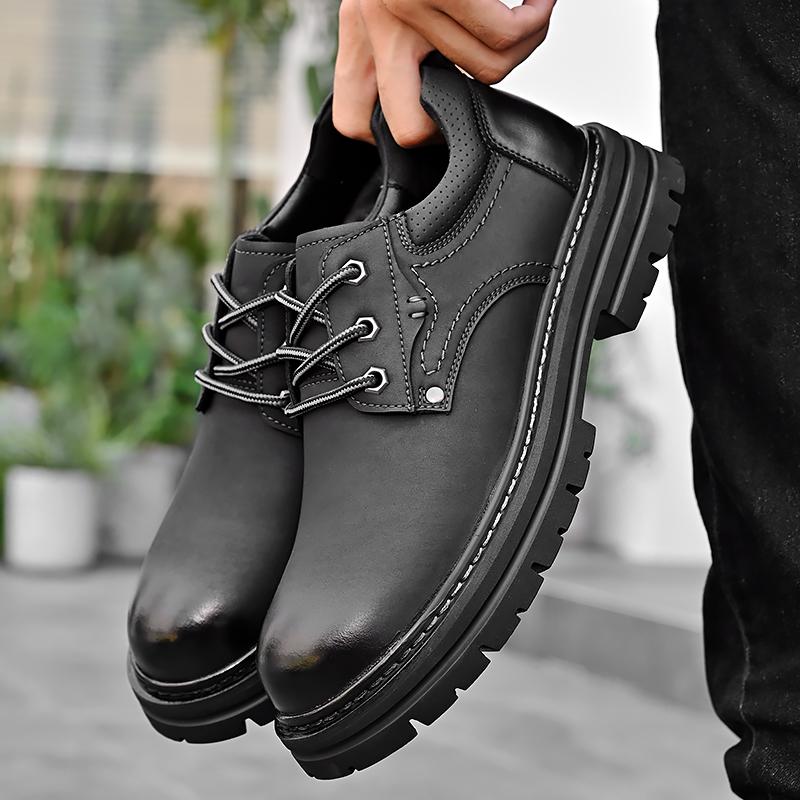 Fashion Golden Sapling Men Wide Toe Oxfords Shoes 2025 Classics Black Leather Male Work Shoes Lace-up Man Casual Footwear Size 38-46