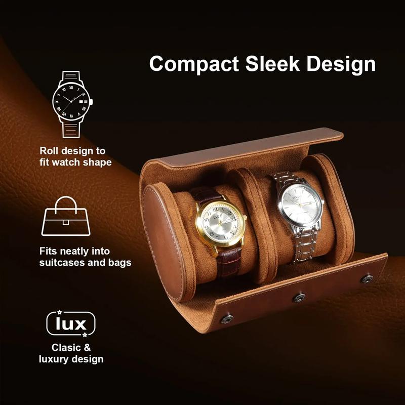 Leather Watch Roll 1 2 3 slots Luxury Genuine Storage Box Travel Bag Watch Case Gift Box Watch Pouch For Men Women