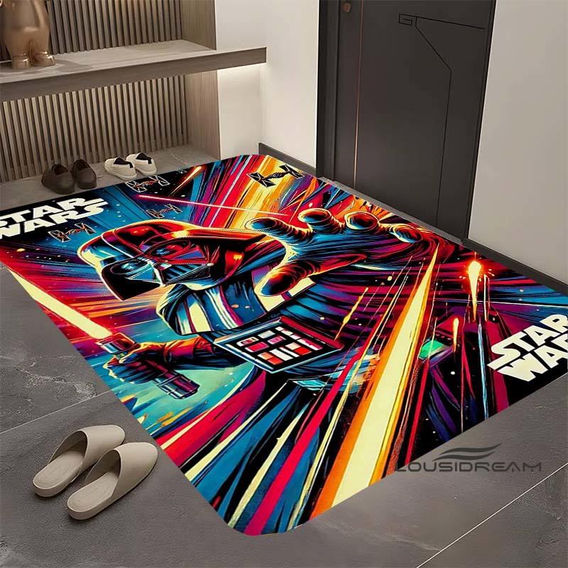 Kober s motivem Star Wars, vhodný do obývacího pokoje, retro vzor galaxie, vesmírné hvězdolety, velká protiskluzová rohožka, koupelnová předložka, domov