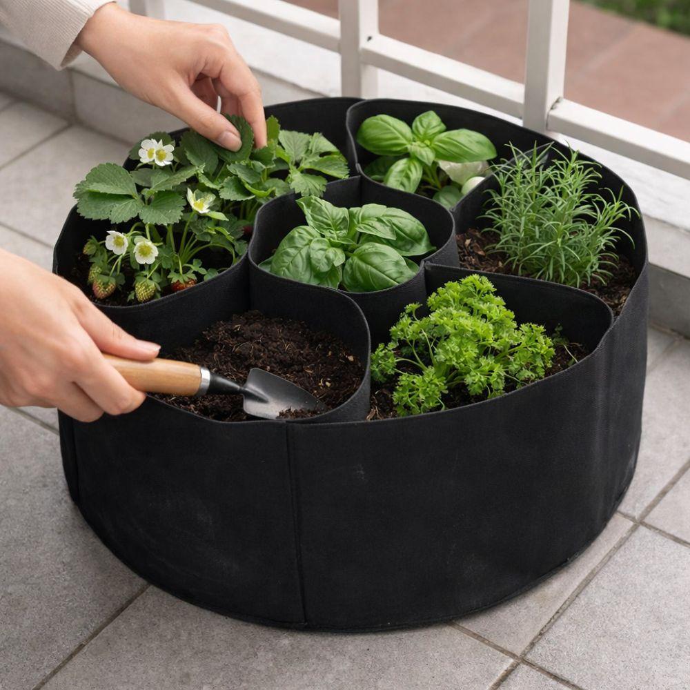 Freestanding Garden Grow Bags 7 Grids Divided Planter Planting Container  for Home Gardeners