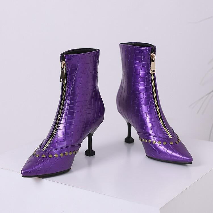 

New Fashion Rivet Pointed Large Women s Short Boots