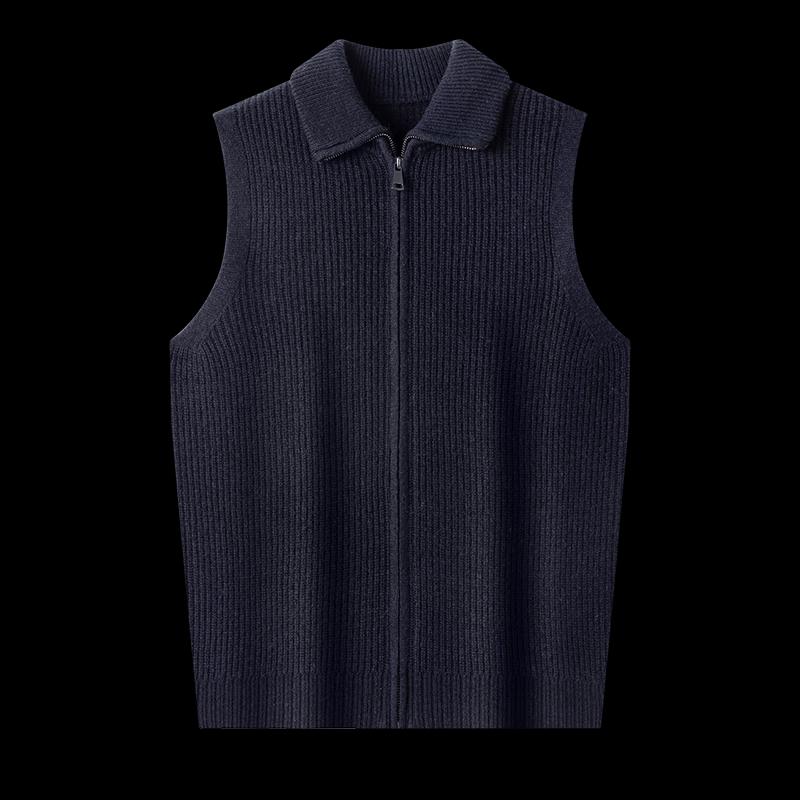 Hengyuanxiang Men's 100% Wool Thickened Sleeveless Vest Cardigan