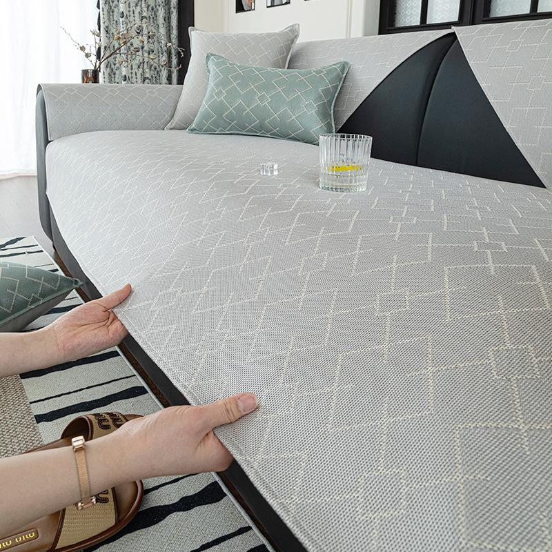 Cool Sofa Cushion  New Summer High-End Sofa Mat Cushion Summer Straight Row One-Piece Sofa Cover