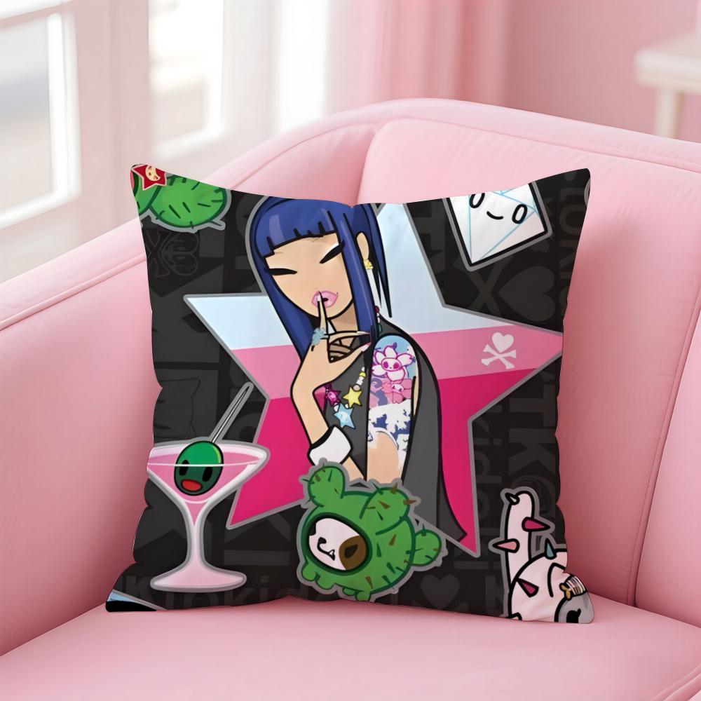 T-Tokidoki Cushion Cover Home & Car Multi-Scene Pillow Cover - Reversible, Soft & Durable for Daily Use