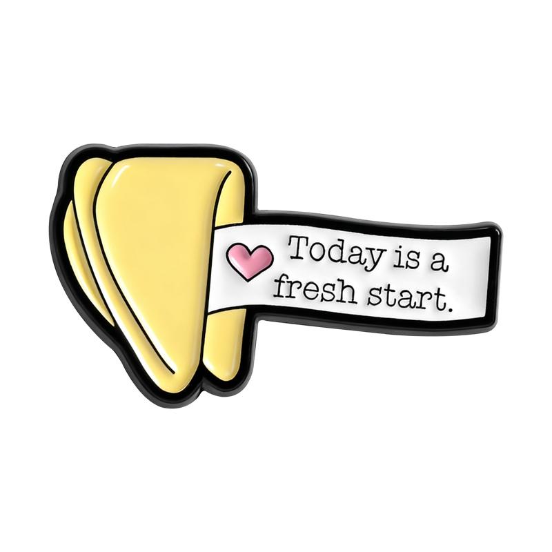 

Today Is A Fresh Start Enamel Pins Cartoon Forture Cookies Brooches Lapel Badges Encouraging Jewelry Gift for Kids Friends