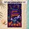 Halloween Theme Soft Beach Towel Personalized Custom Name Text Towel Portable for Beach Pool Travel