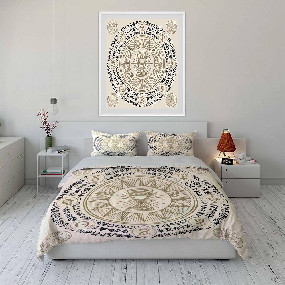 Mystic Symbol Pattern Bedding Set Bedding set (1 duvet cover, 2 pillowcases, duvet not included)